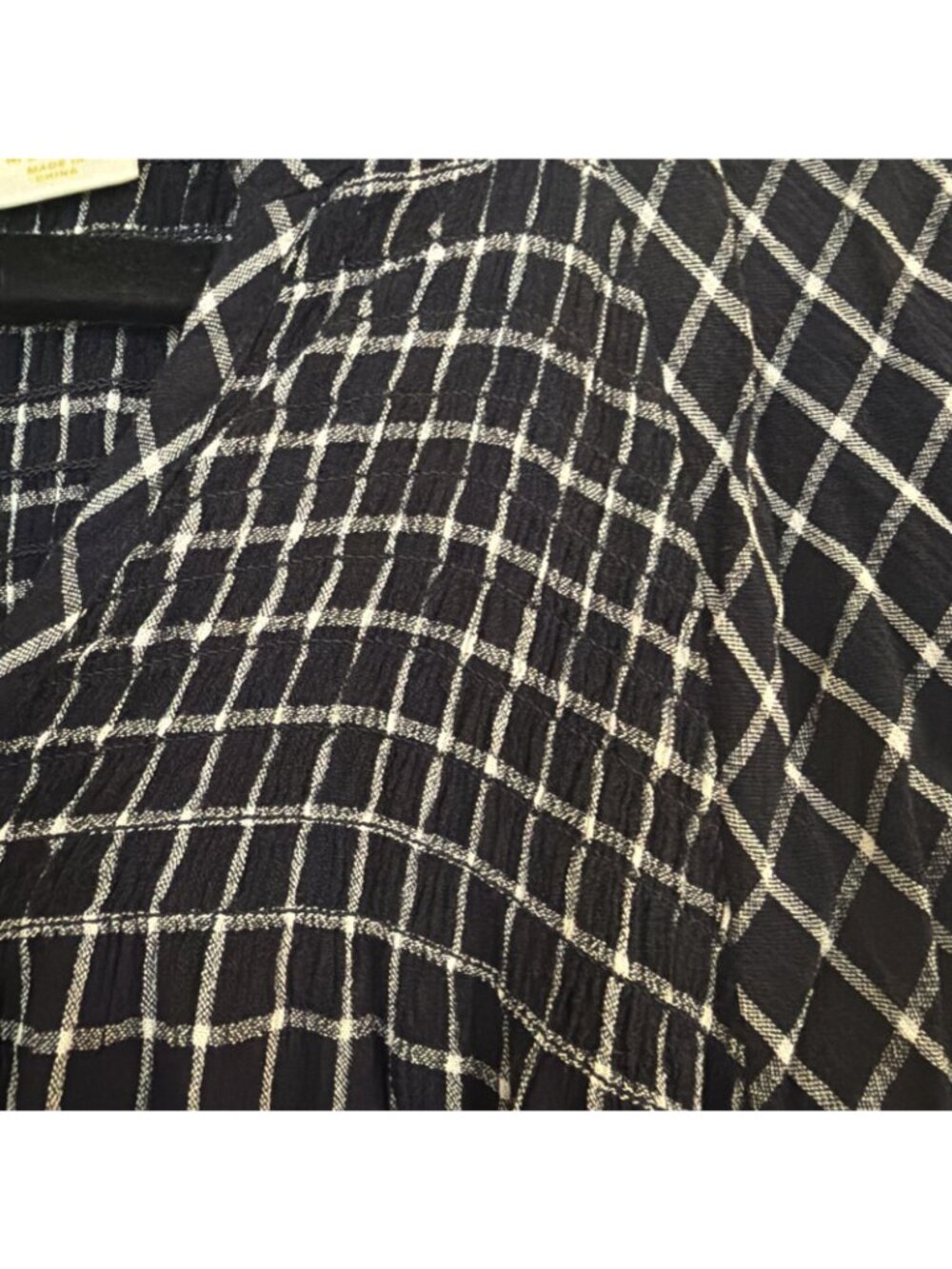Anthropologie Maeve Dress Size Medium Sara Black Window Pane Viscose Smocked - Picture 5 of 11